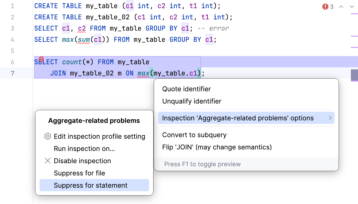 Suppressing an inspection Suppressing an inspection