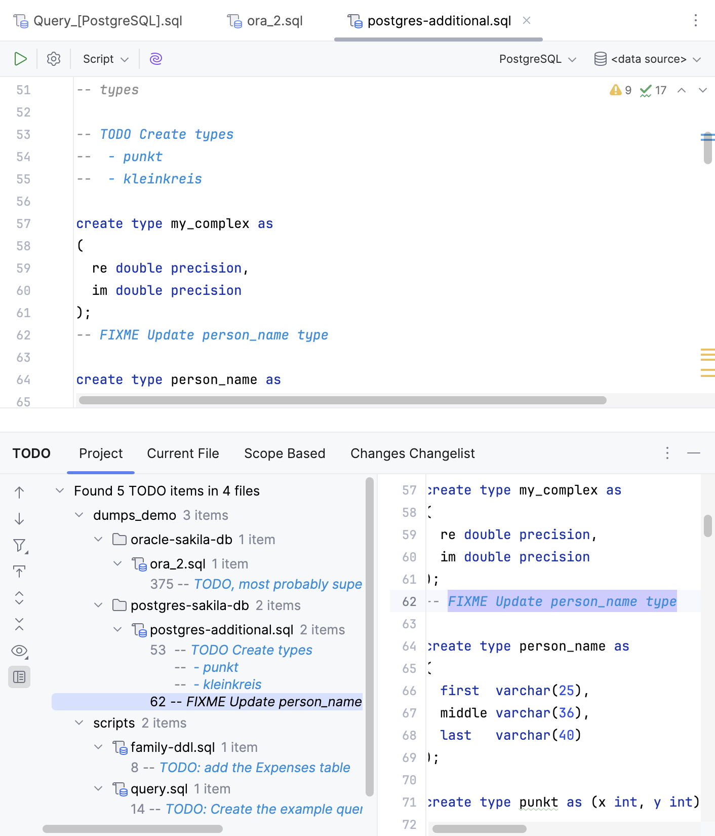Example of TODO comment Example of TODO comment