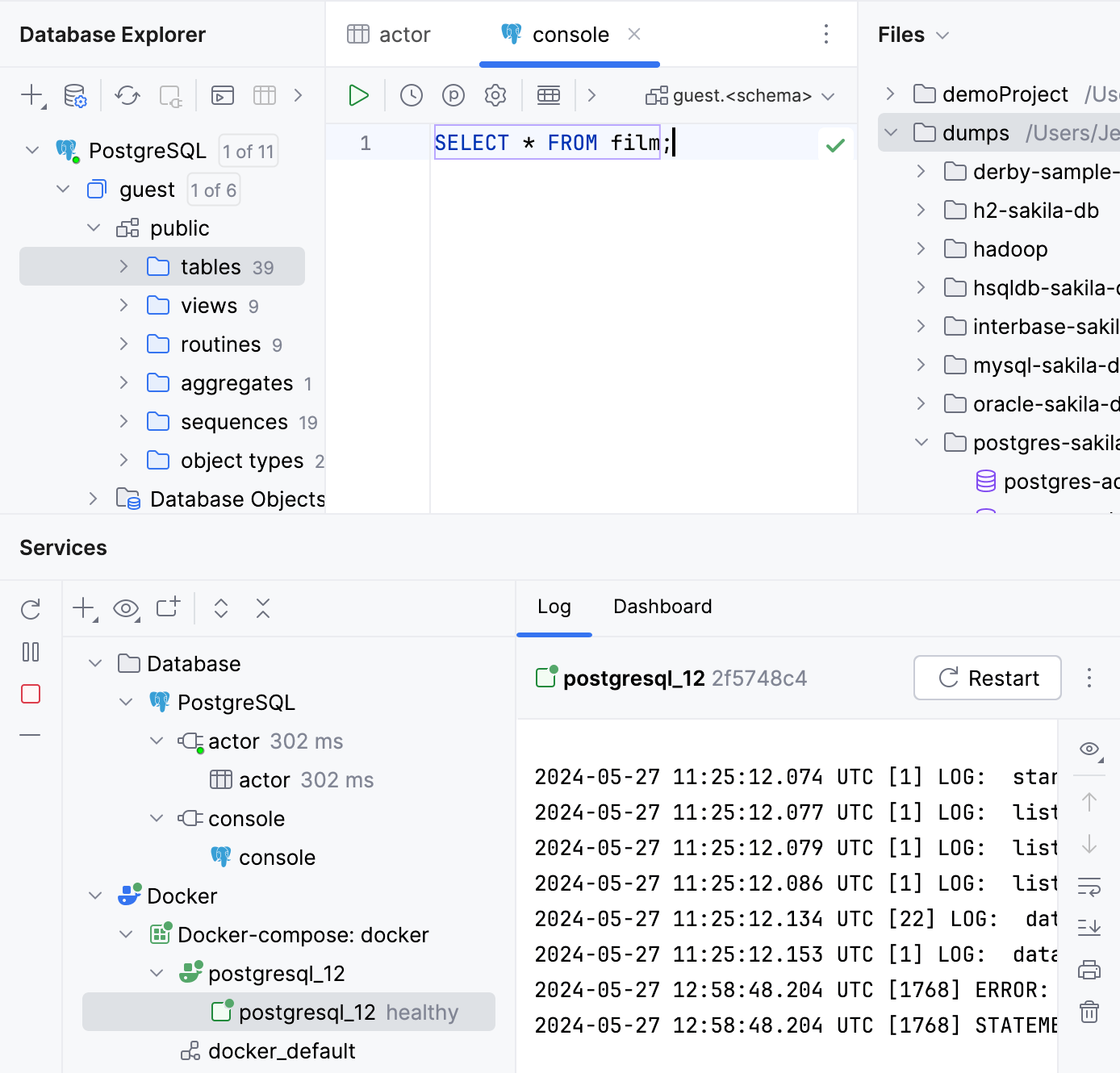 PostgreSQL database is running in Docker container