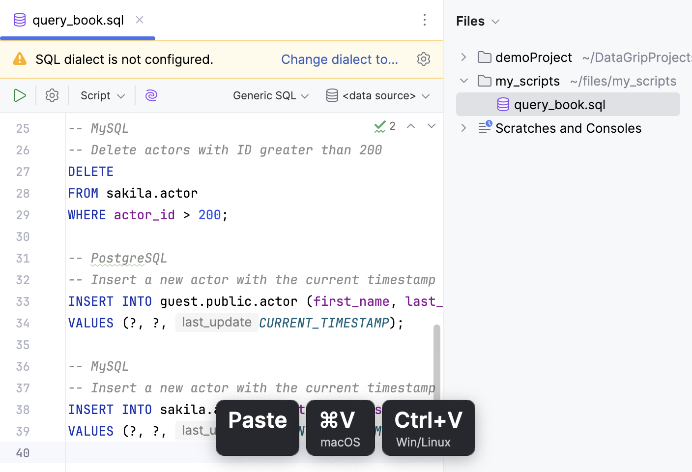 Storing all queries in a single console