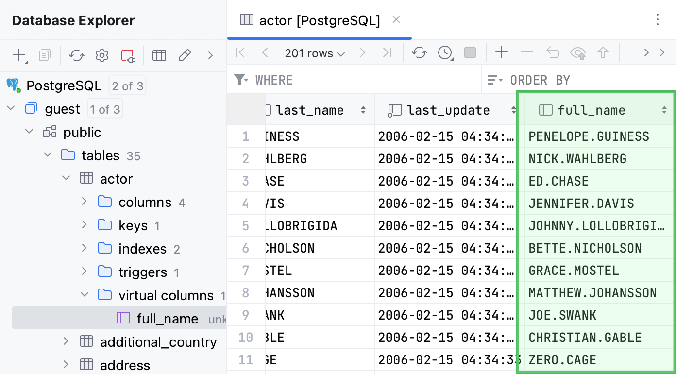 Virtual column Virtual column