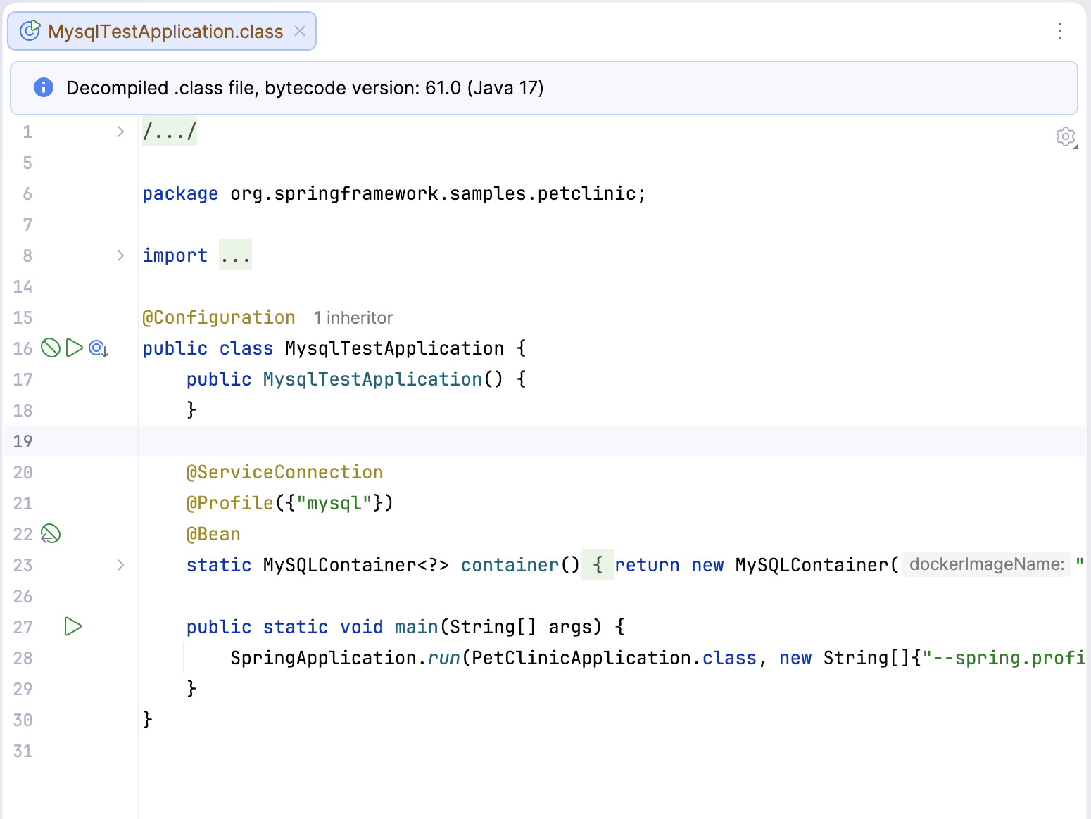 A compiled file in the editor that IDE has decompiled