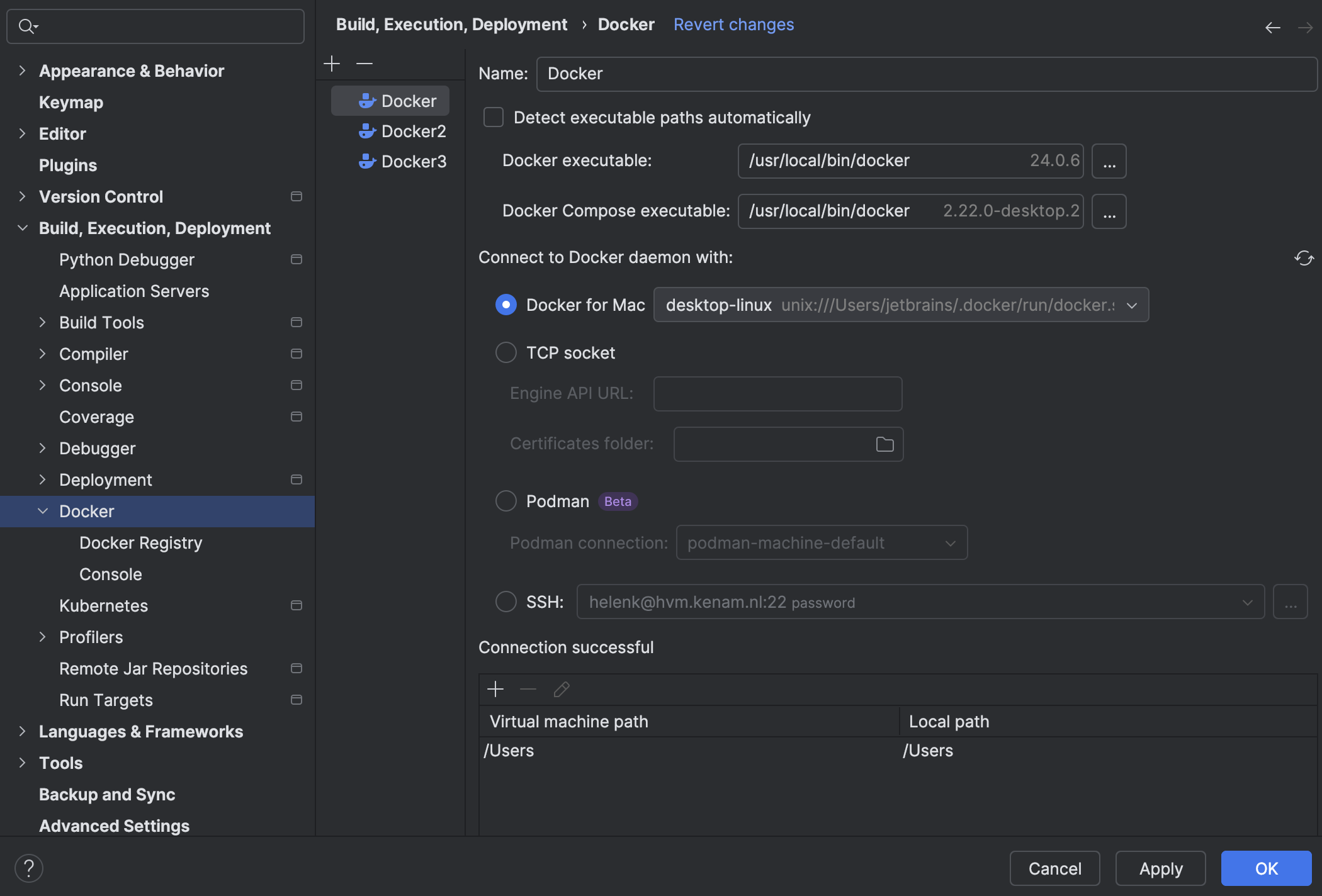 Docker connection settings | IntelliJ IDEA Documentation