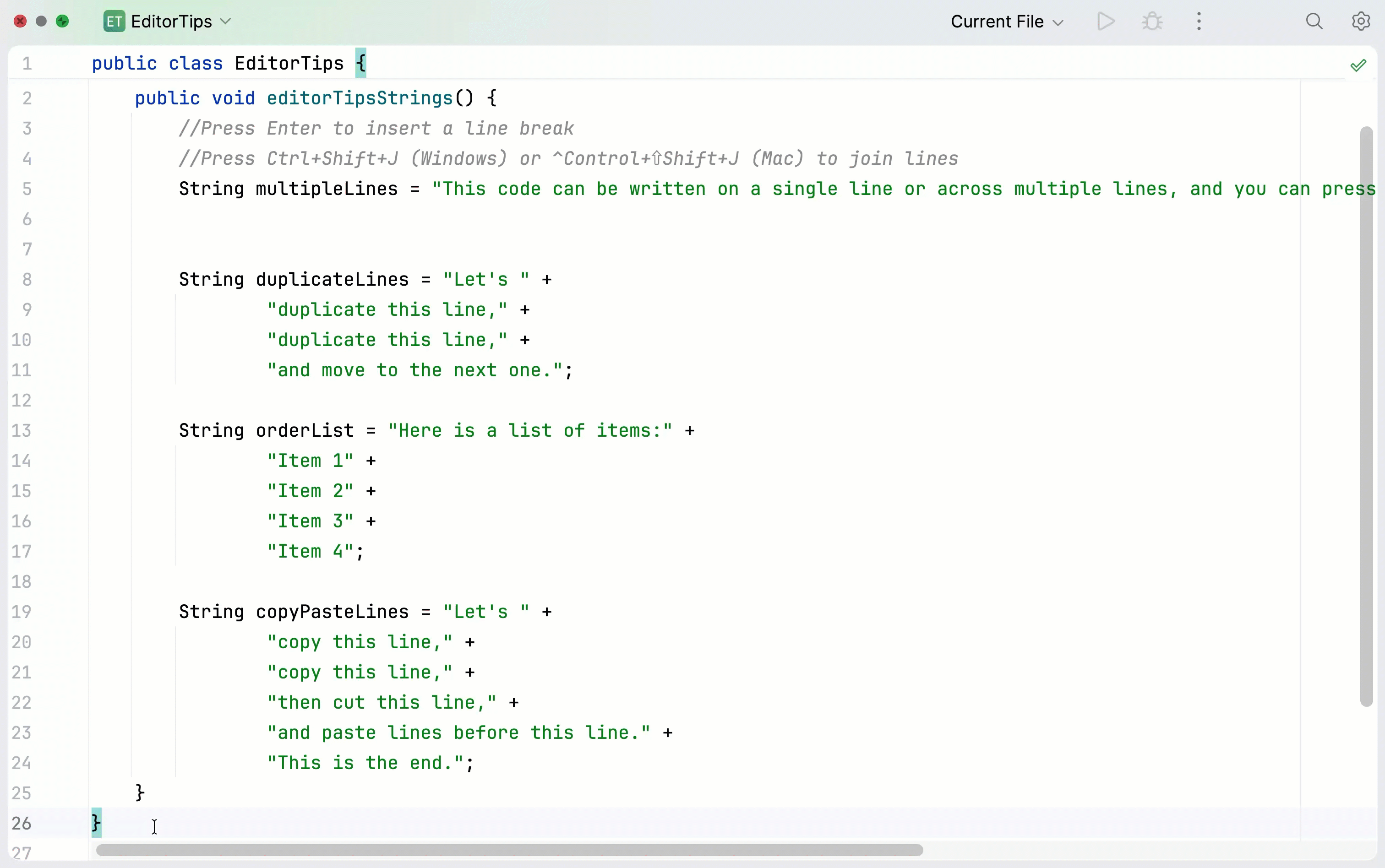 Tutorial: Work with code in the editor | IntelliJ IDEA Documentation