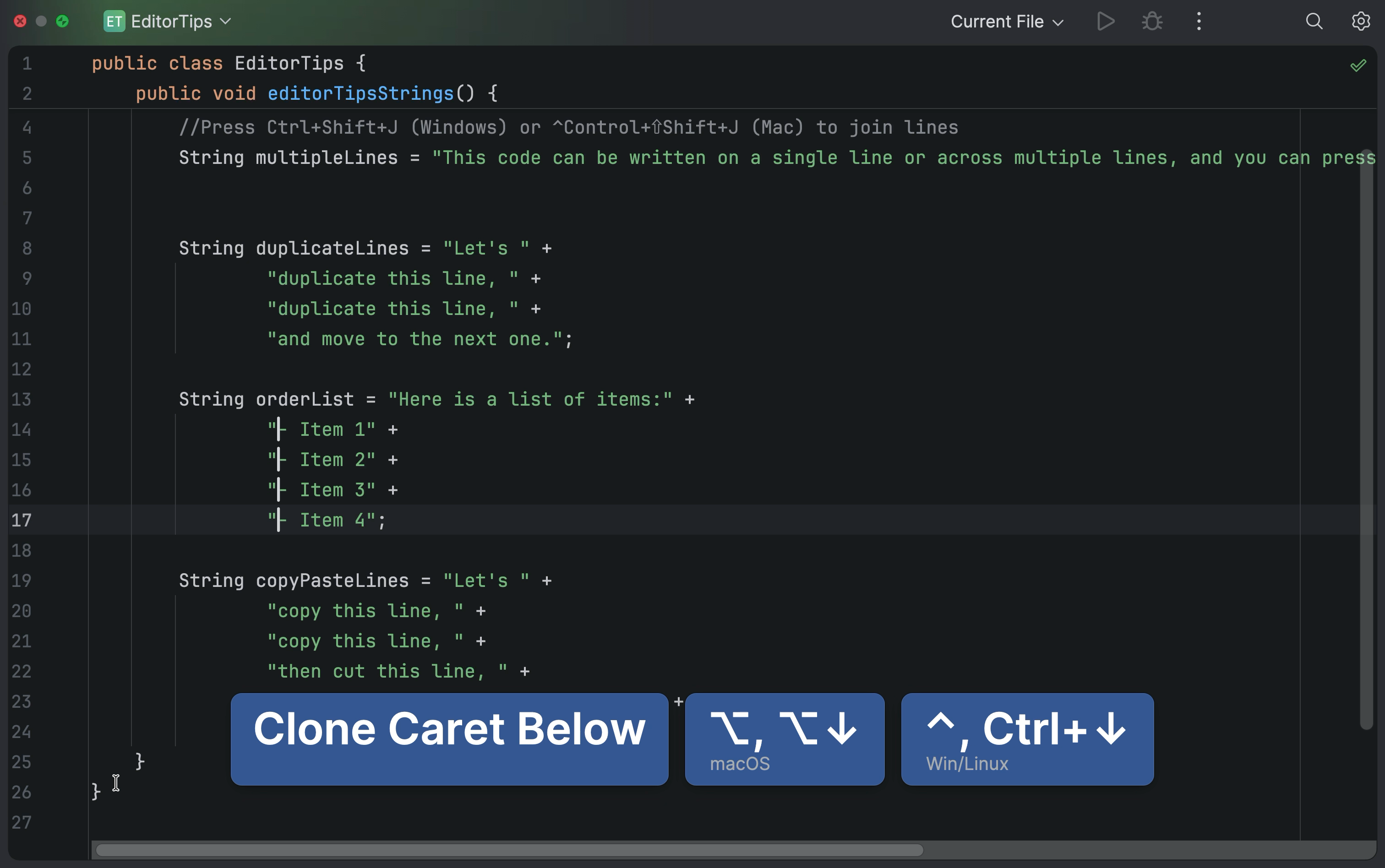 Tutorial: Work with code in the editor | IntelliJ IDEA Documentation
