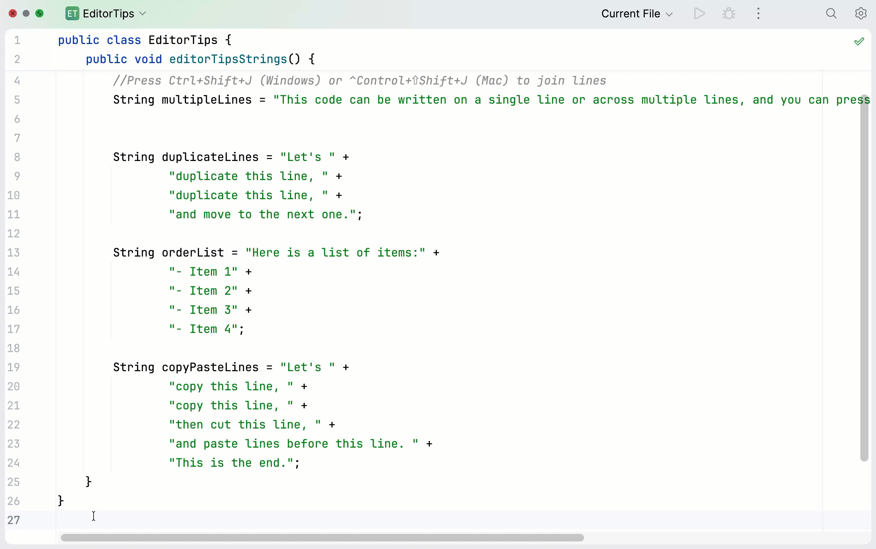 Tutorial: Work with code in the editor | IntelliJ IDEA Documentation