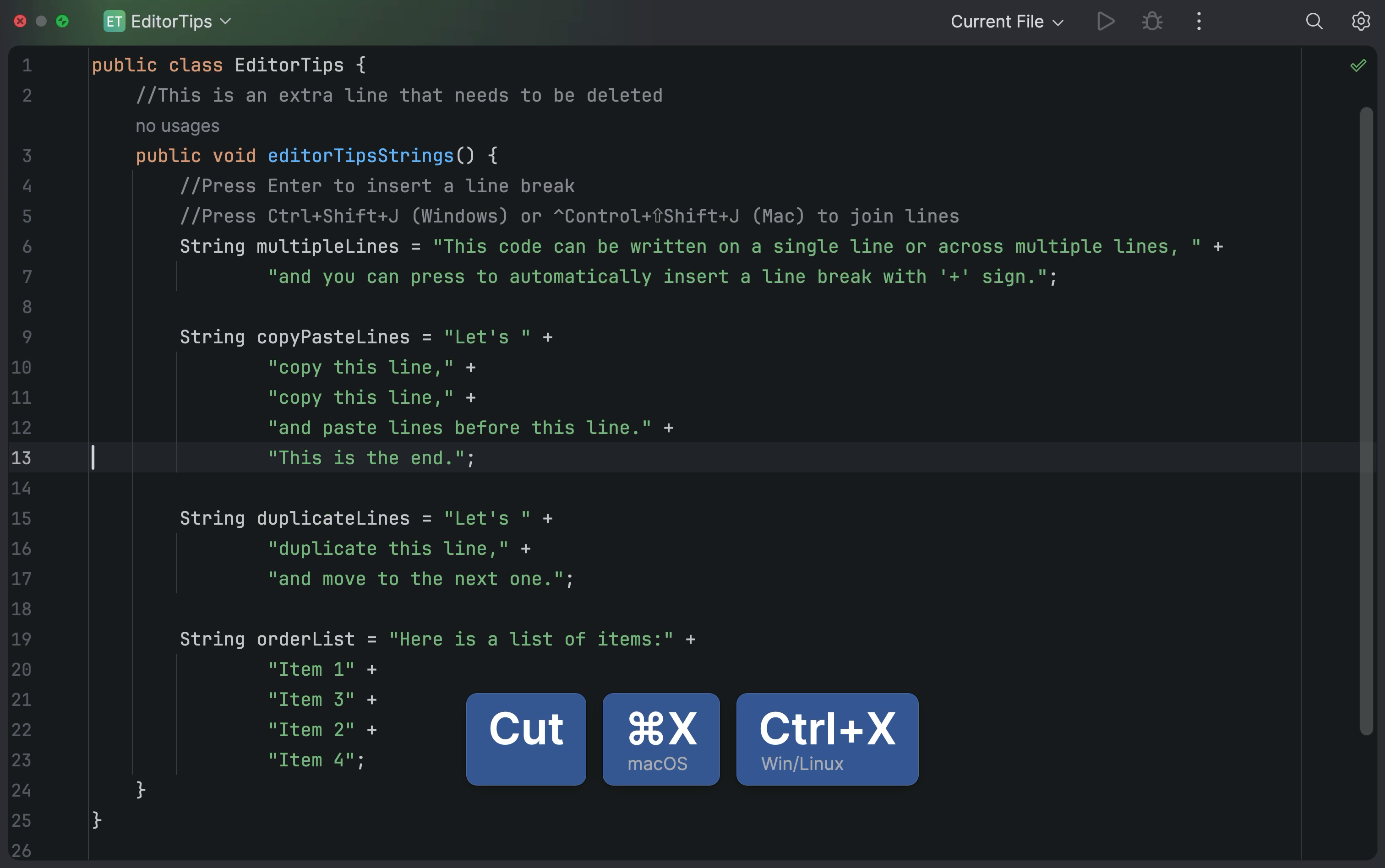 Tutorial: Work with code in the editor | IntelliJ IDEA Documentation