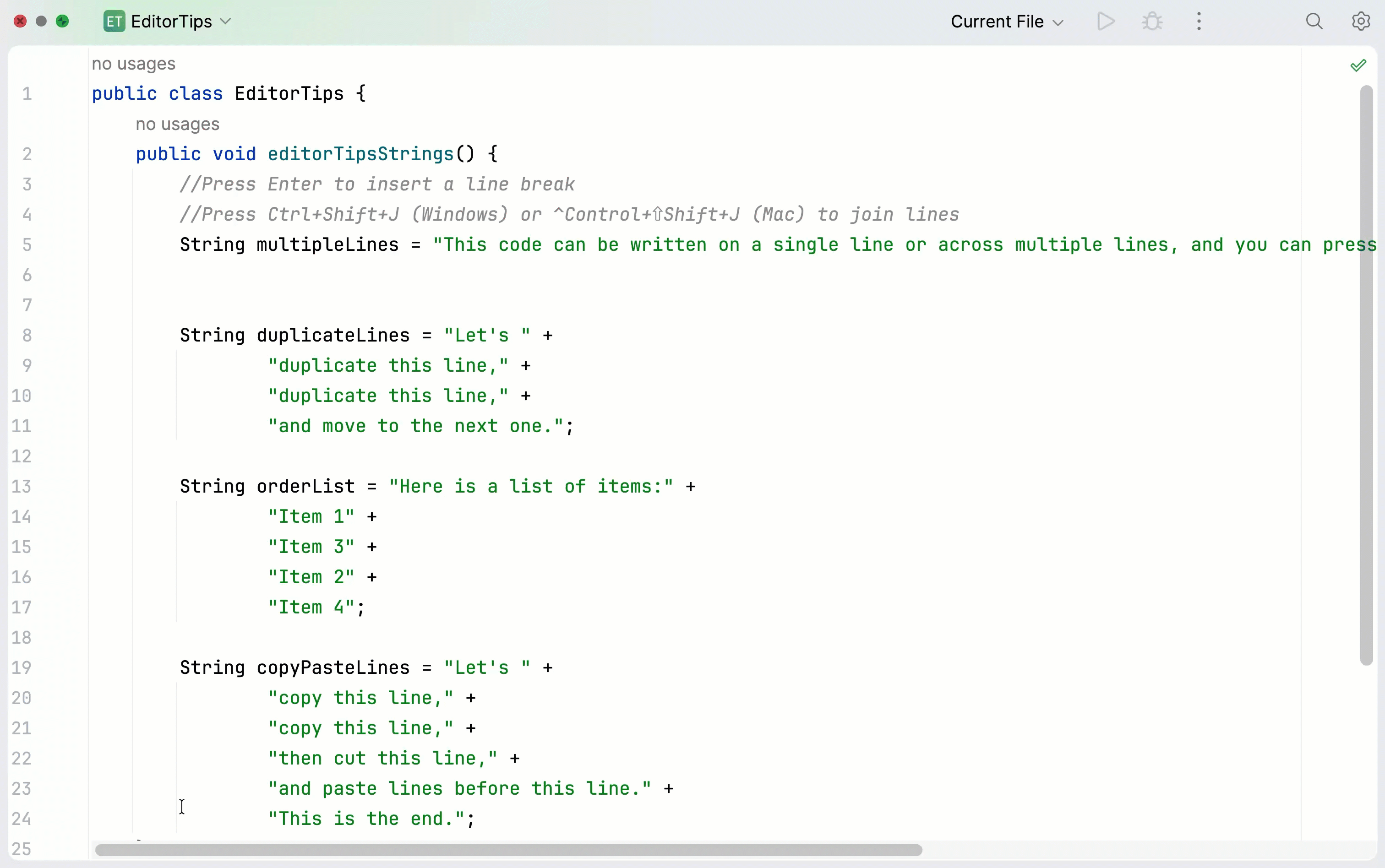 Tutorial: Work with code in the editor | IntelliJ IDEA Documentation