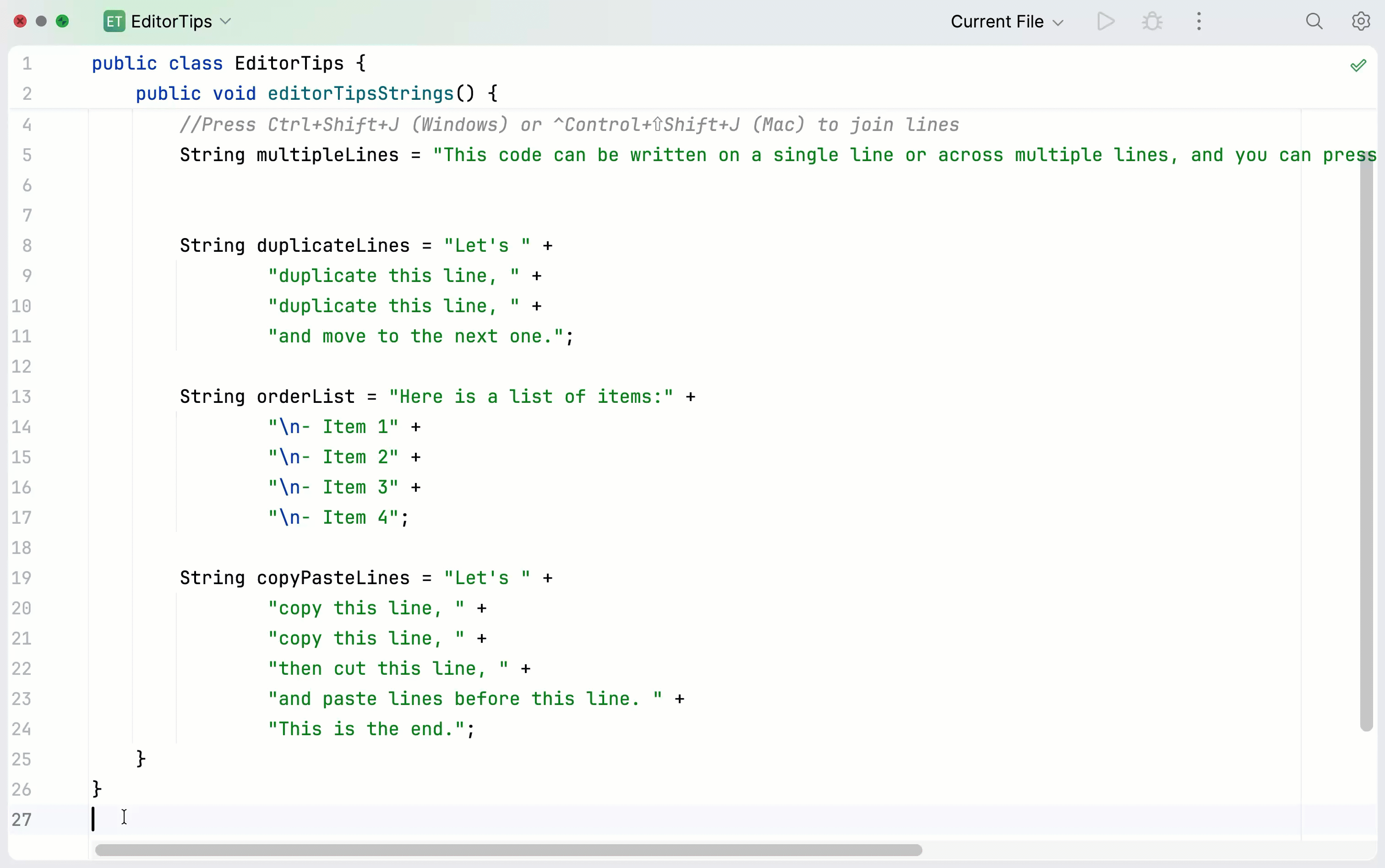 Tutorial: Work with code in the editor | IntelliJ IDEA Documentation