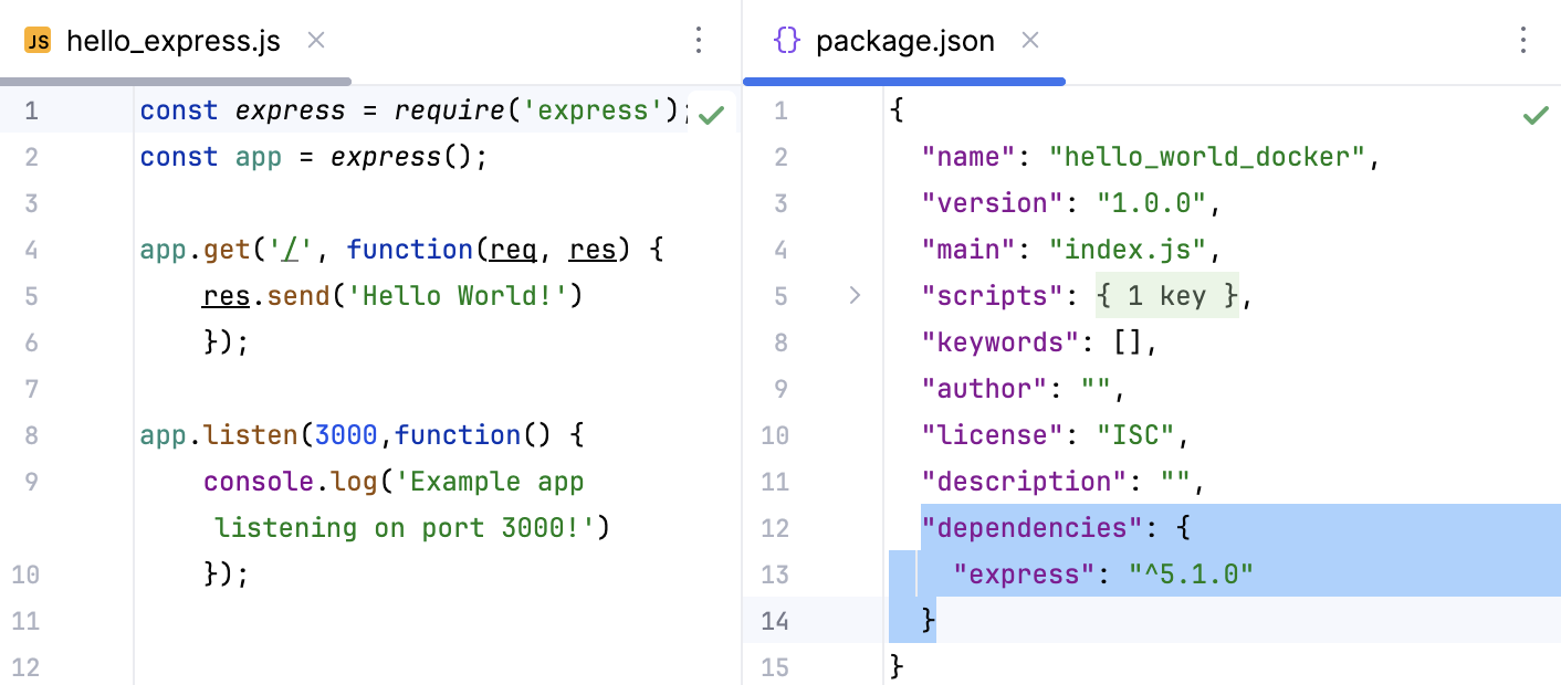 package.json - Express installed