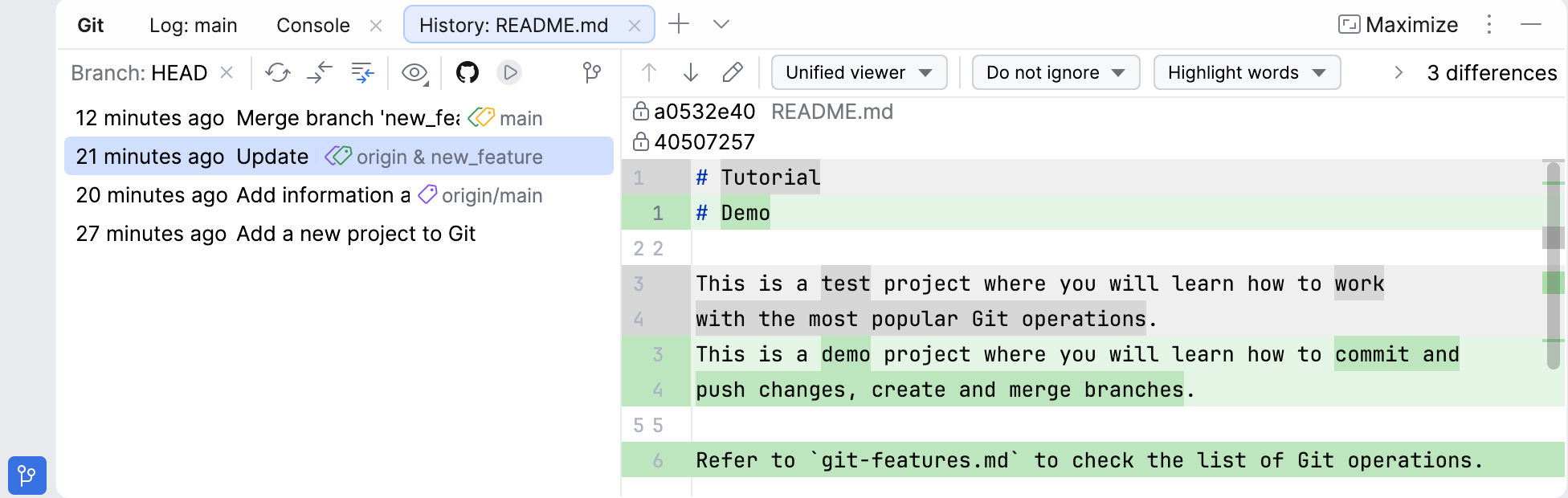 Git file history