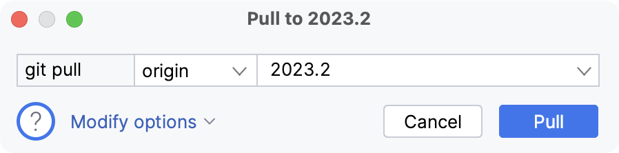 The Pull dialog The Pull dialog