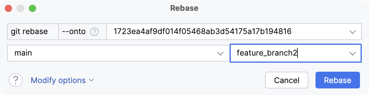 Choose the branch you want to rebase