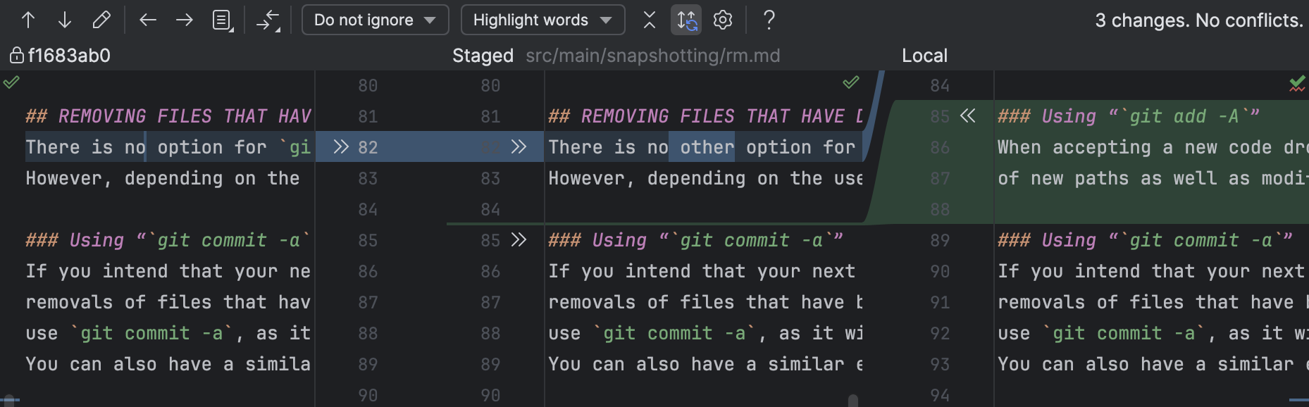 Commit and push changes to Git repository | PyCharm Documentation