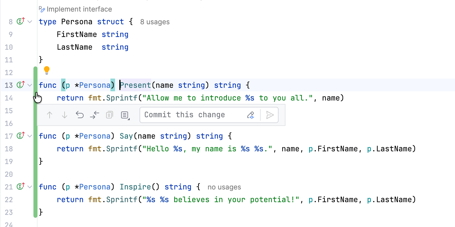 Colored change markers