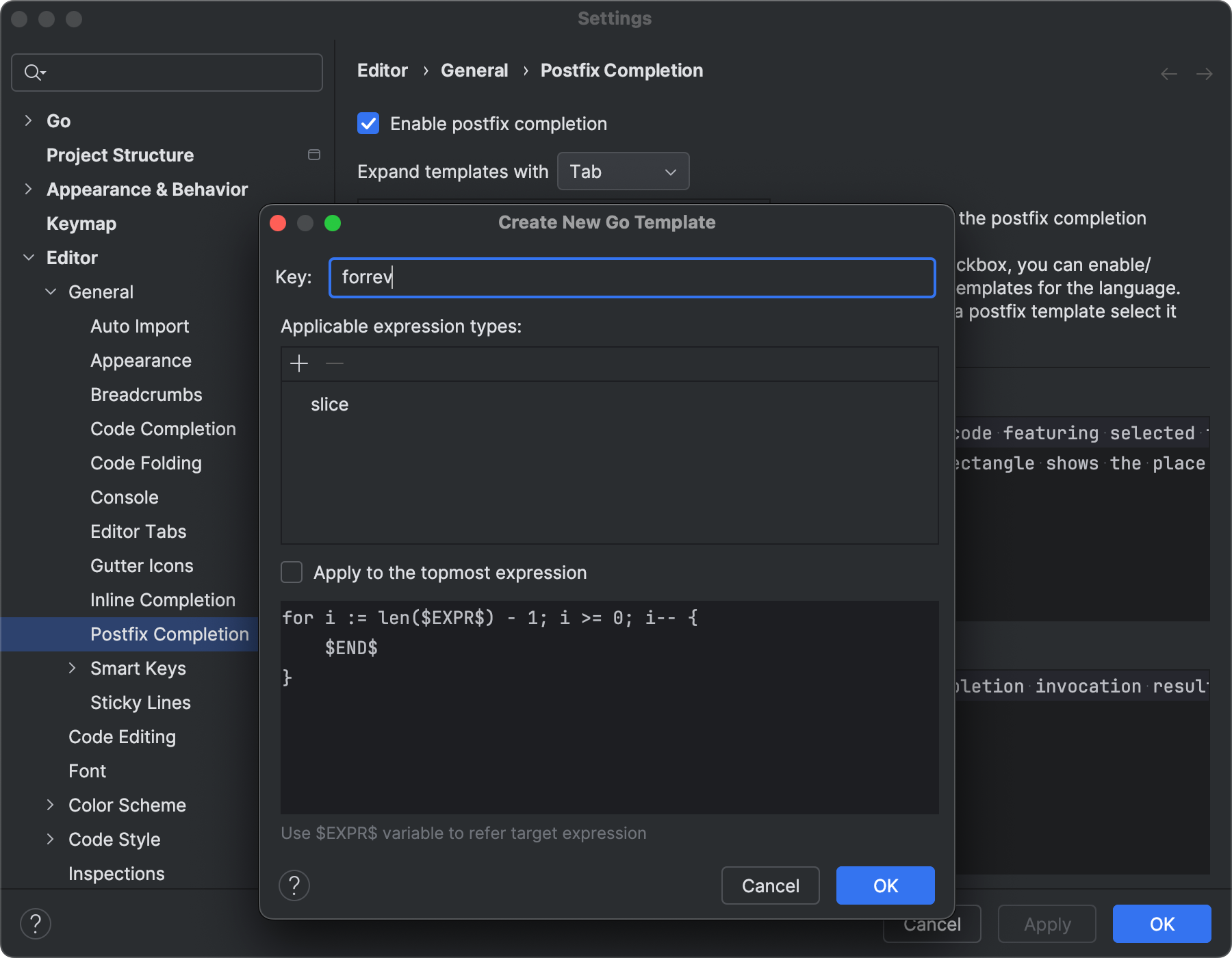 Postfix completion | GoLand Documentation