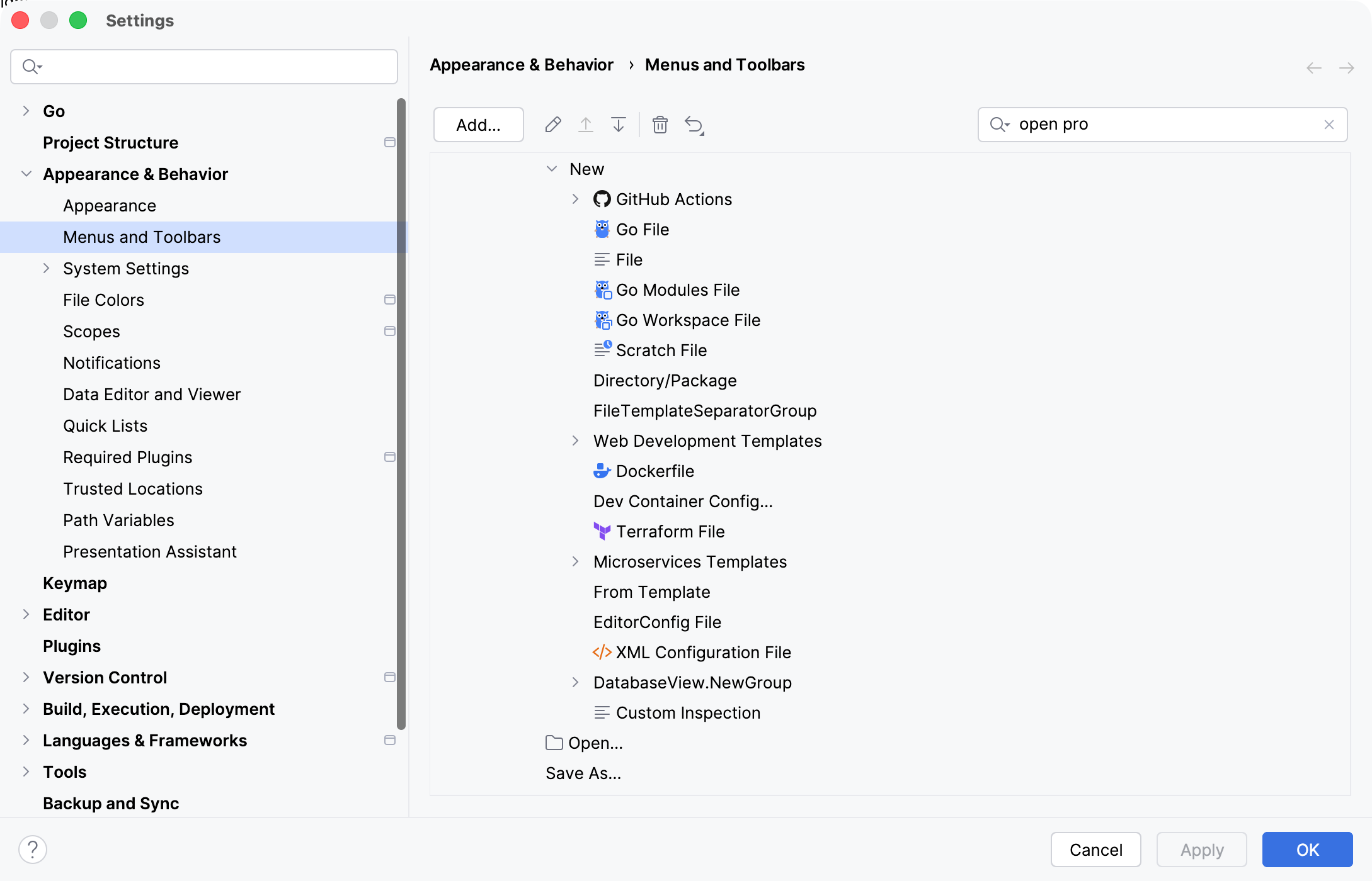 Customizing the New File or Directory menu Customizing the New File or Directory menu