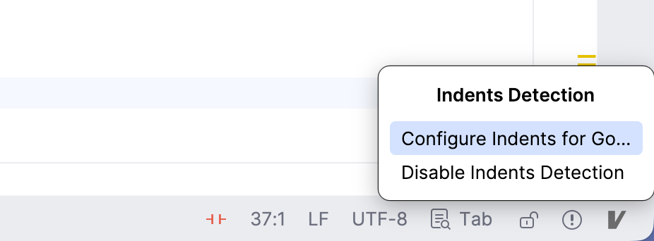 EditorConfig menu opened from the Indentation widget EditorConfig menu opened from the Indentation widget