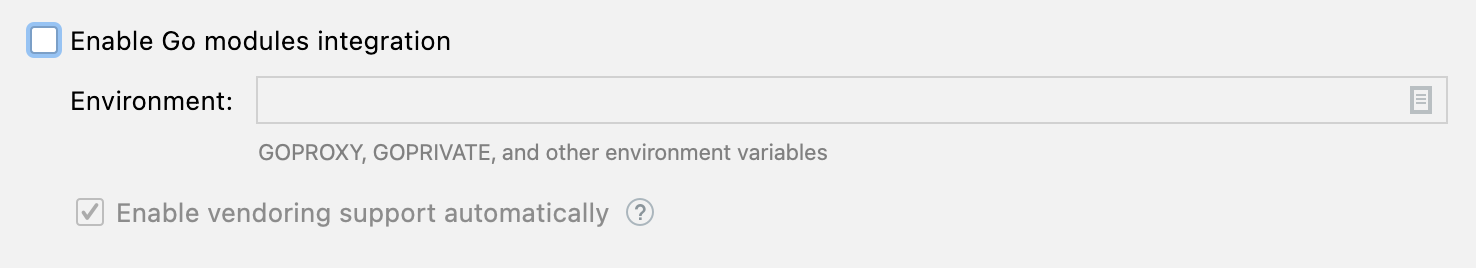 Enable Go modules integration Enable Go modules integration