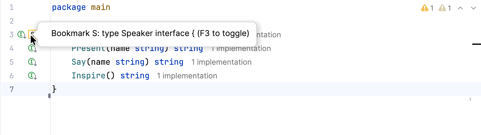 Different types of bookmarks in the gutter