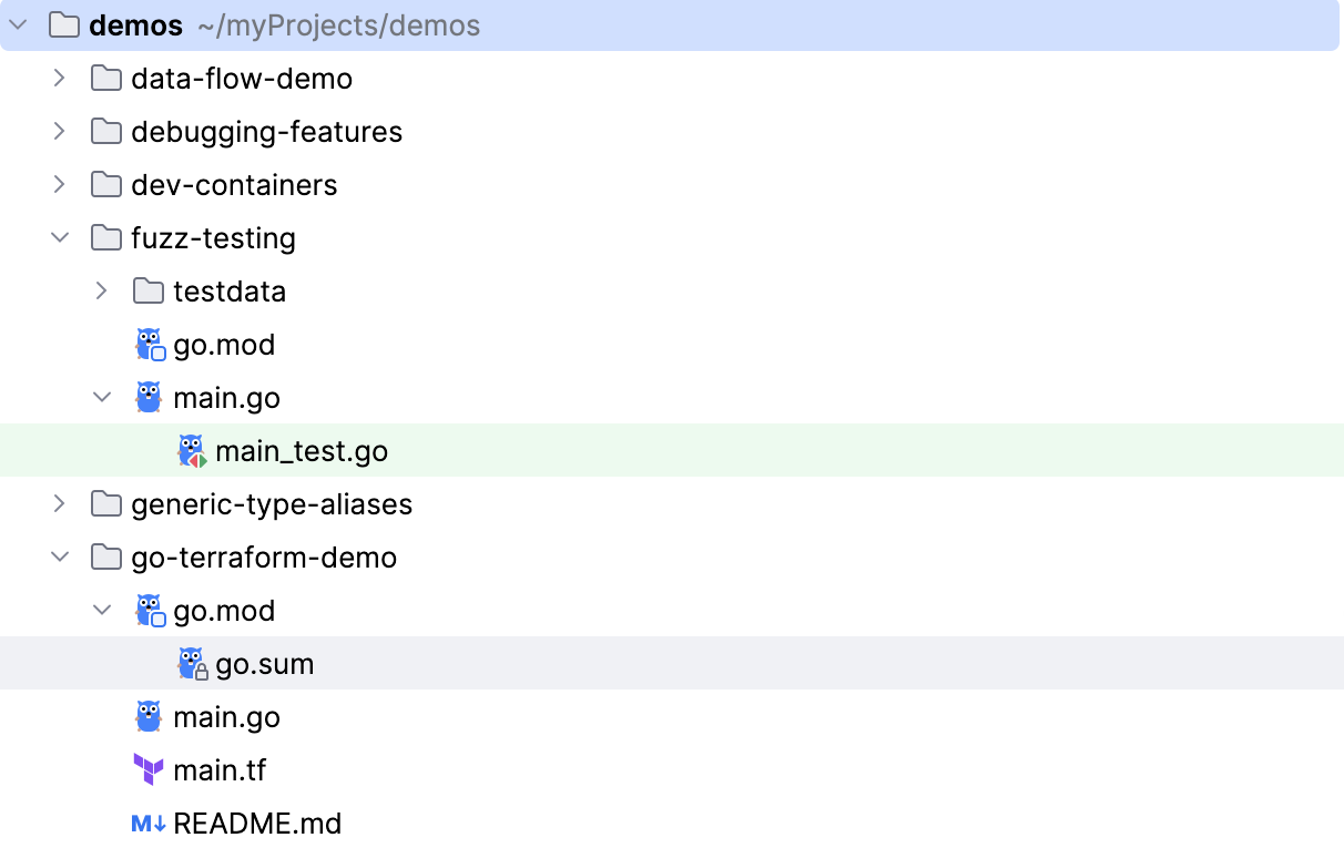 Project item icons in the Project tool window