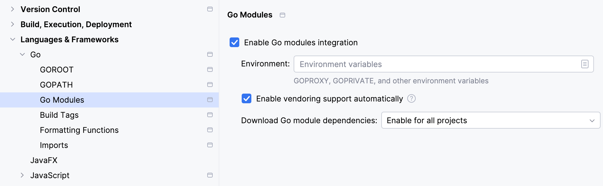 Enable New project in a project