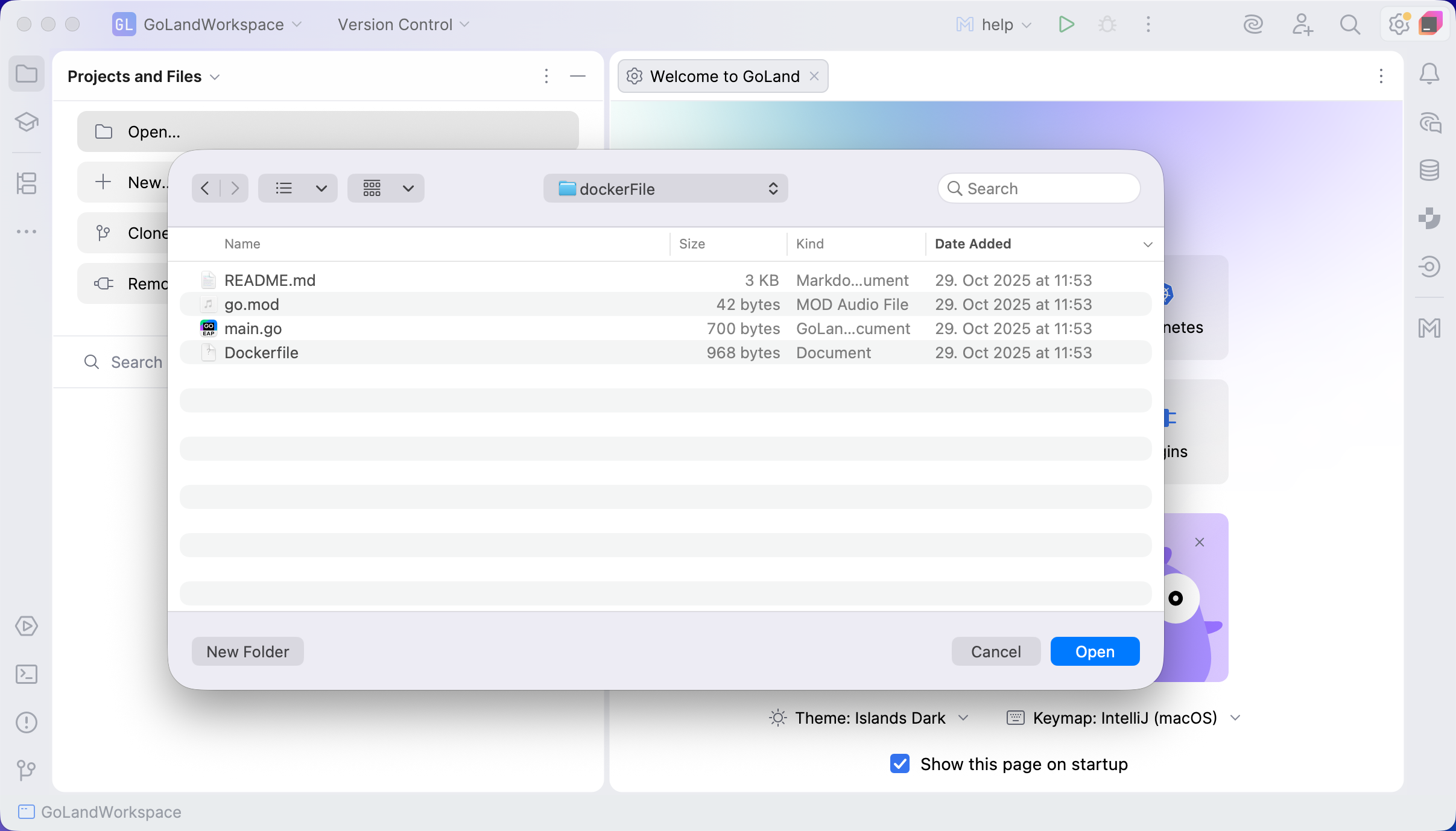 Open file from the Welcome screen