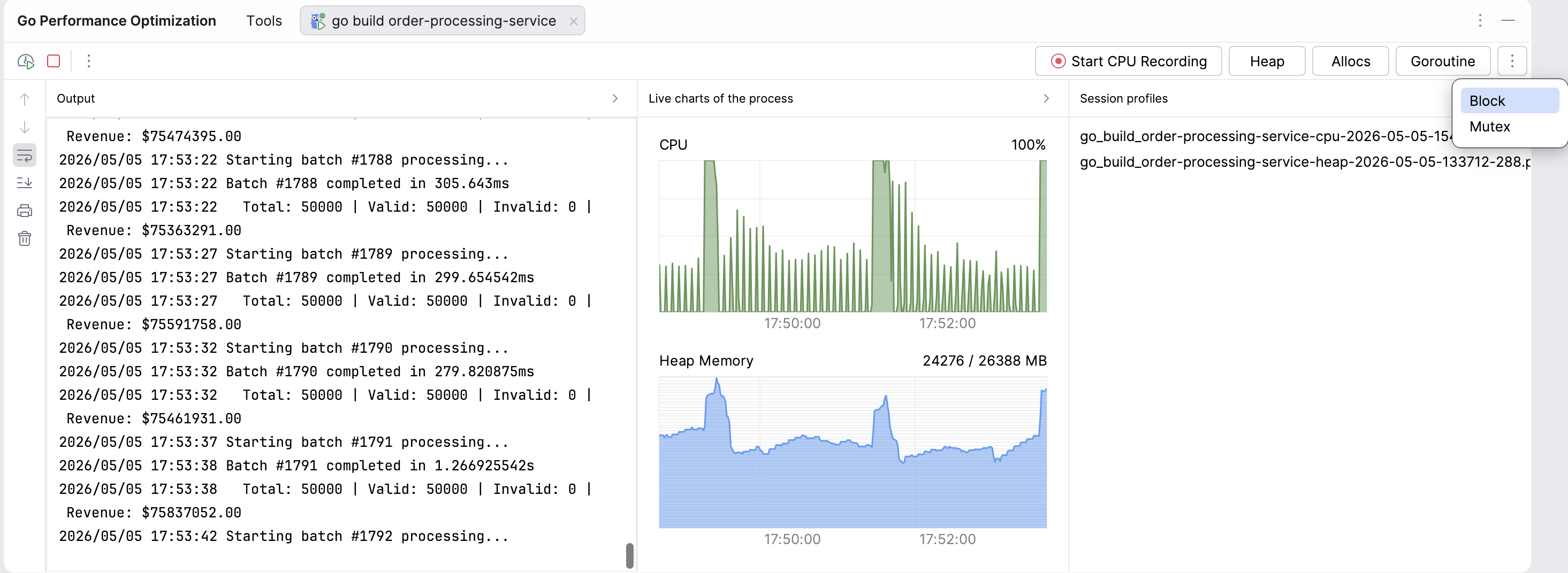 Available profilers in Go Performance Optimization tool window Available profilers in Go Performance Optimization tool window