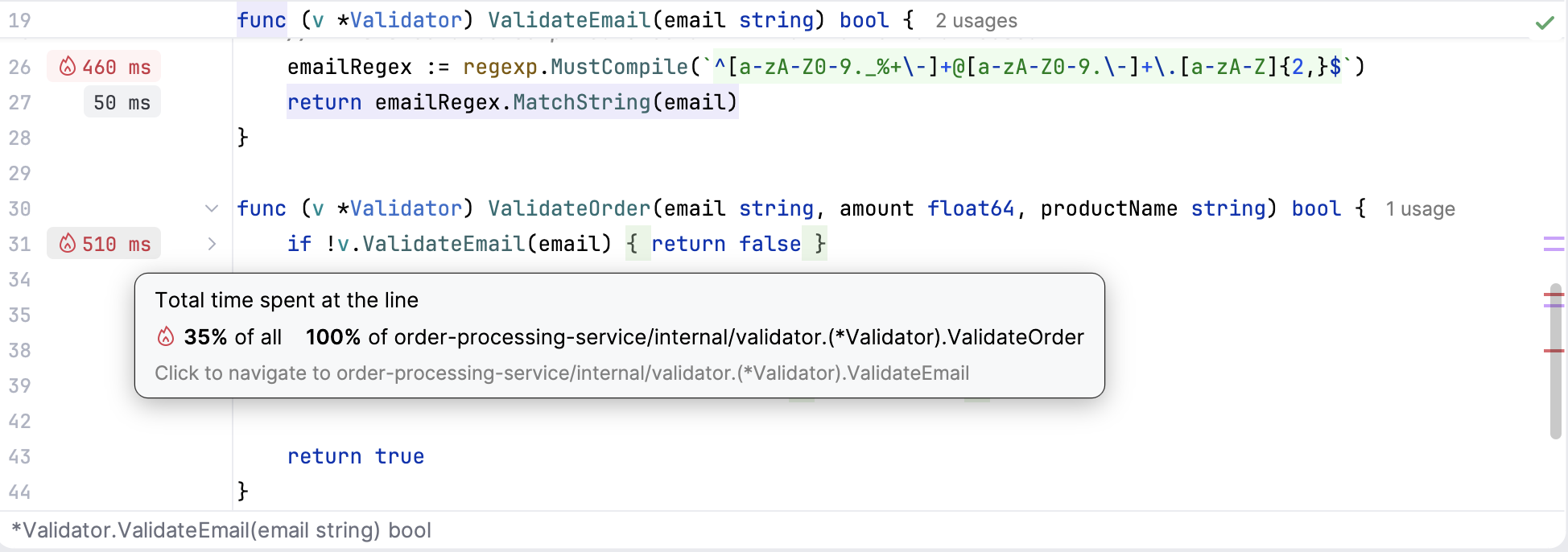 Method implementation marked with runtime labels