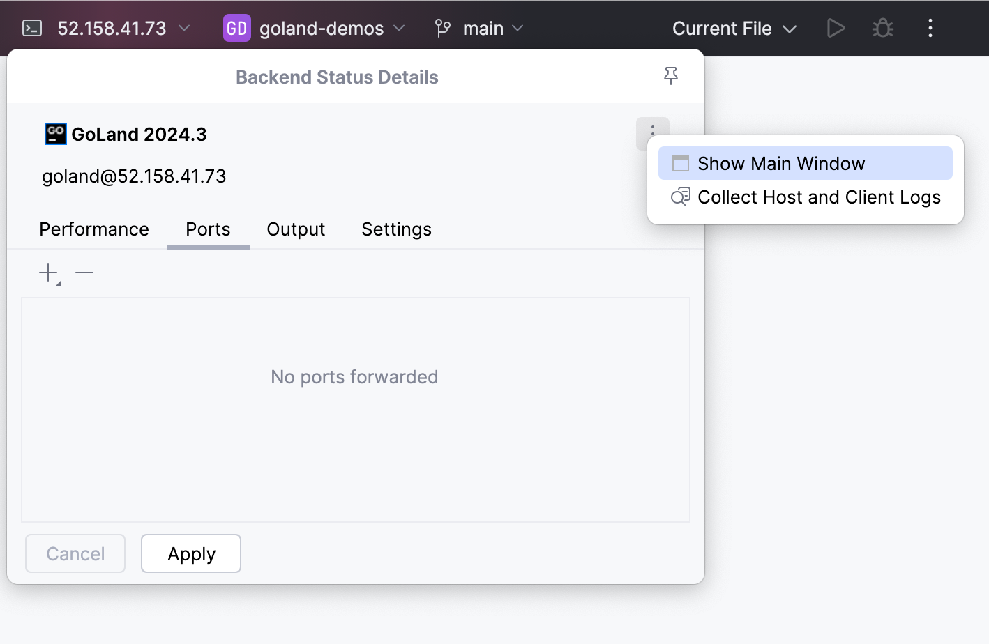 Show main tool window Show main tool window