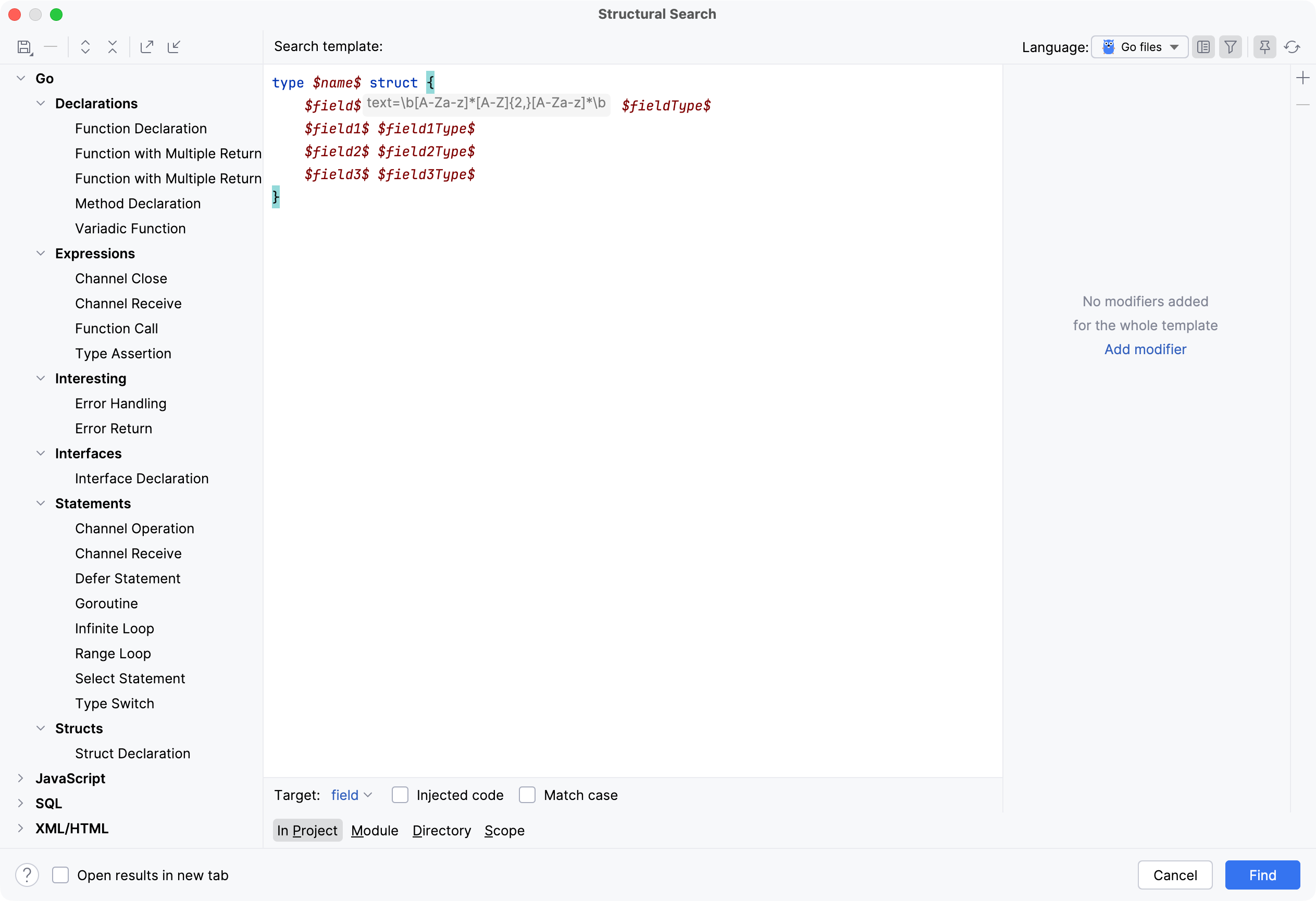Existing search templates for HTML