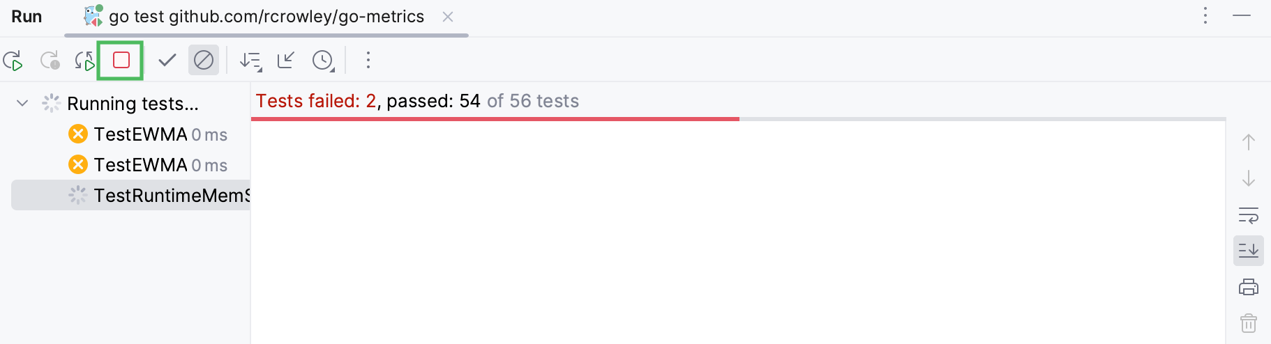 Stop running tests Stop running tests