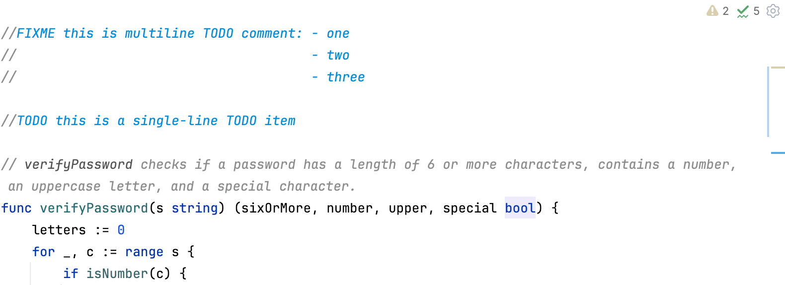 Example of TODO comment Example of TODO comment