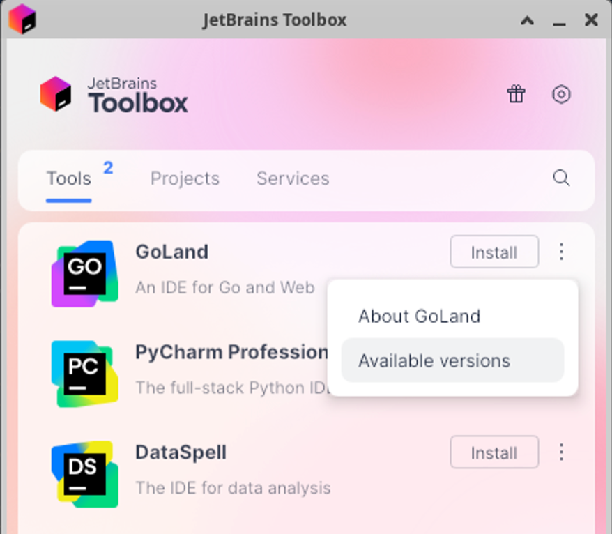 GoLand in the Toolbox App