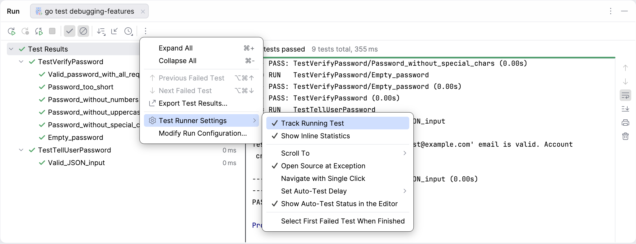 Track test execution