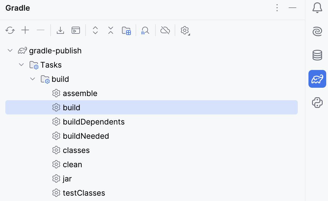 the Gradle tool window