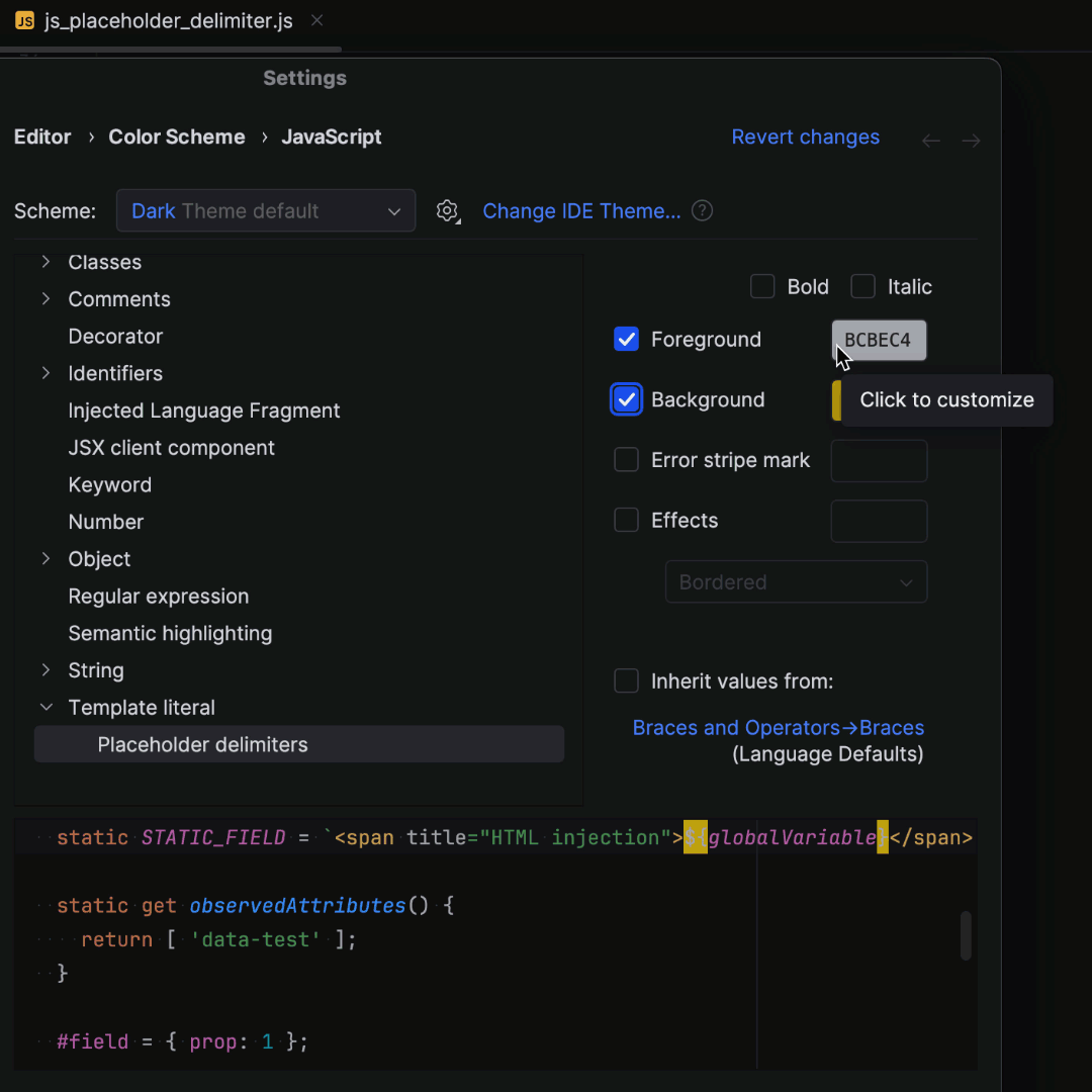 Color schemes: fonts and colors in the editor | WebStorm Documentation