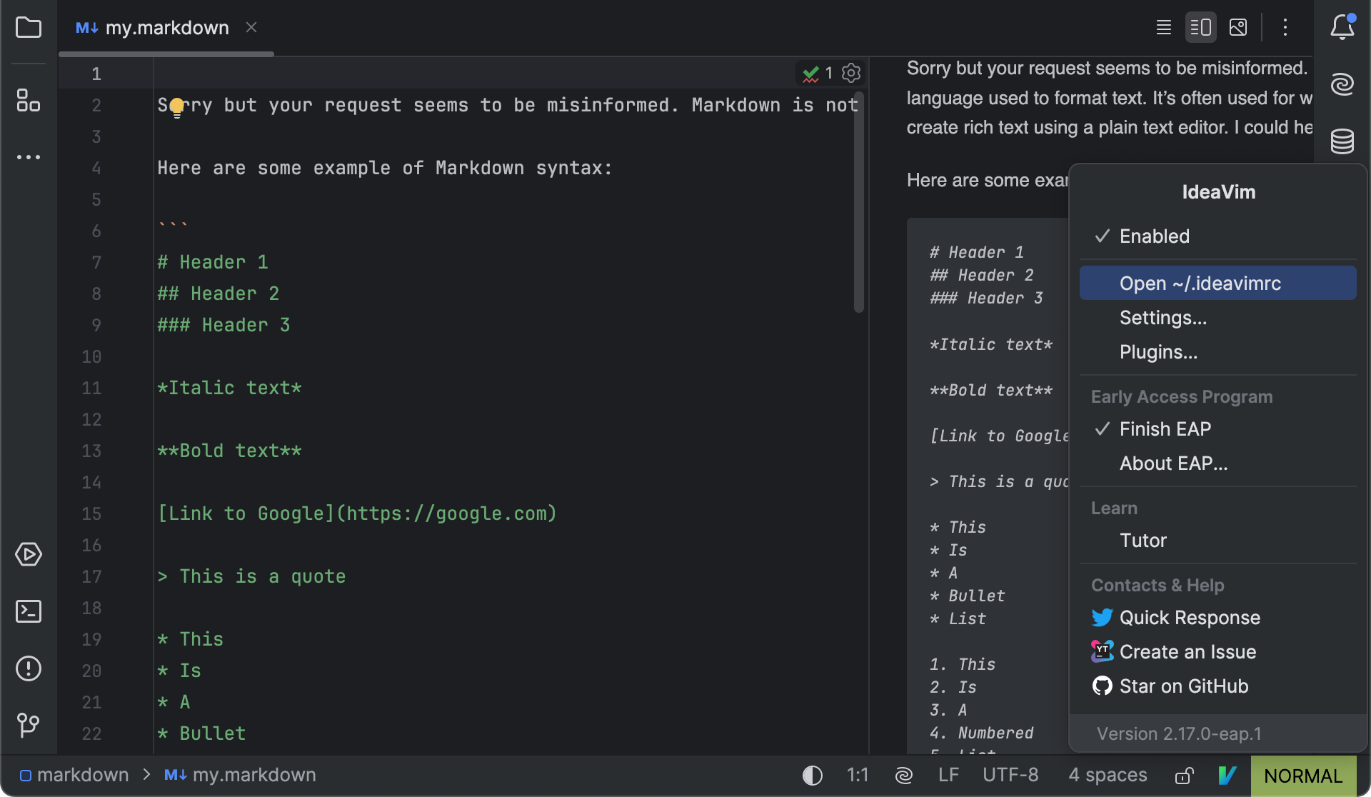 Use Vim Editor in PyCharm (IdeaVim) | PyCharm Documentation