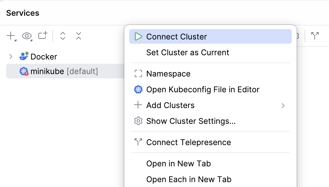 Connect to the minikube cluster
