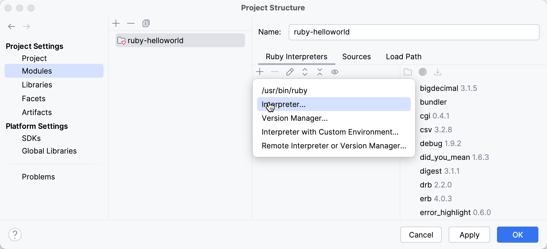 New local interpreter
