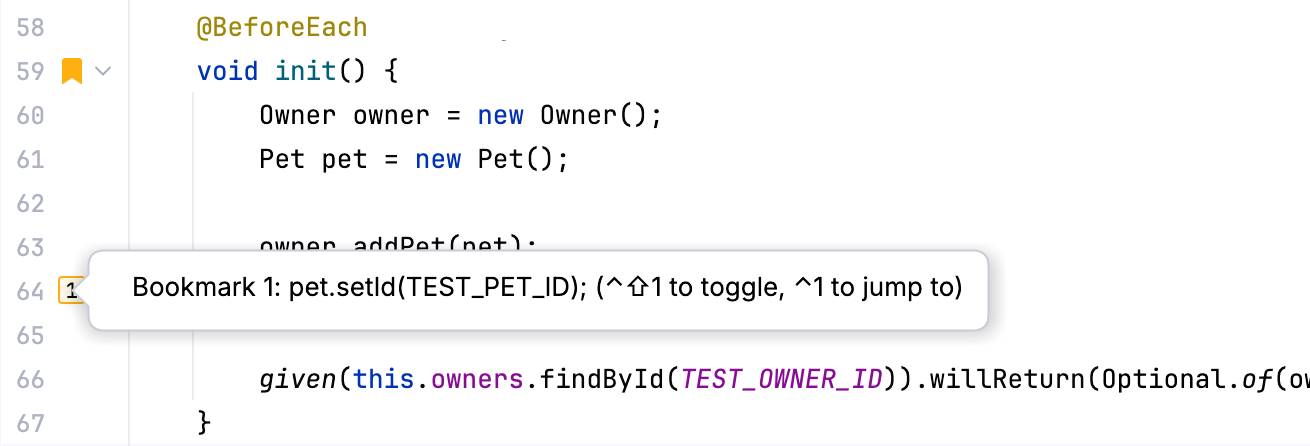 Tooltip for a bookmark in the gutter Tooltip for a bookmark in the gutter
