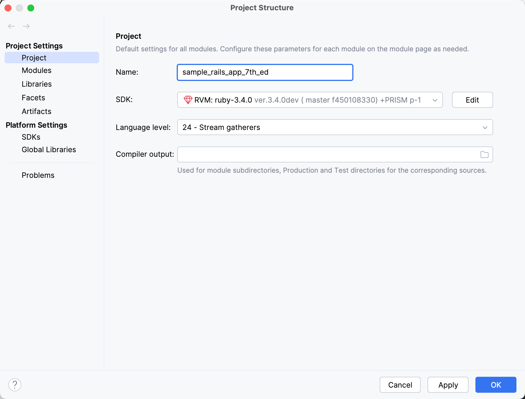 Project Structure dialog / Modules page