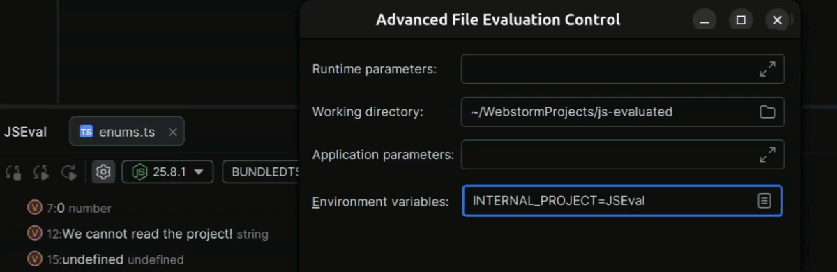 Advanced File Evaluation Control dialog
