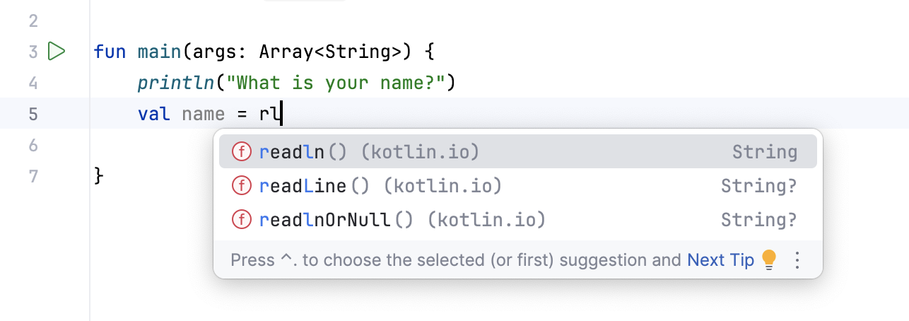 Code completion in action Code completion in action