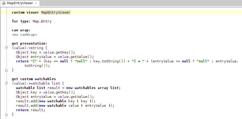Map entry viewer Map entry viewer