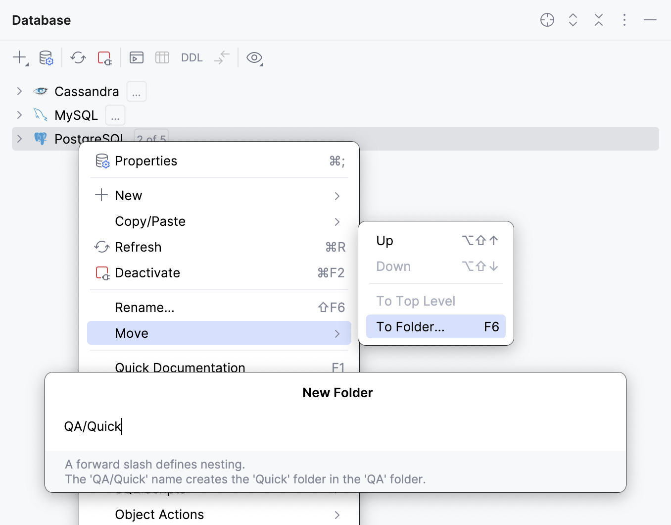 Create a new folder to group data sources