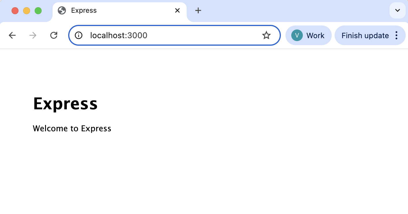 Express application is opened in the browser