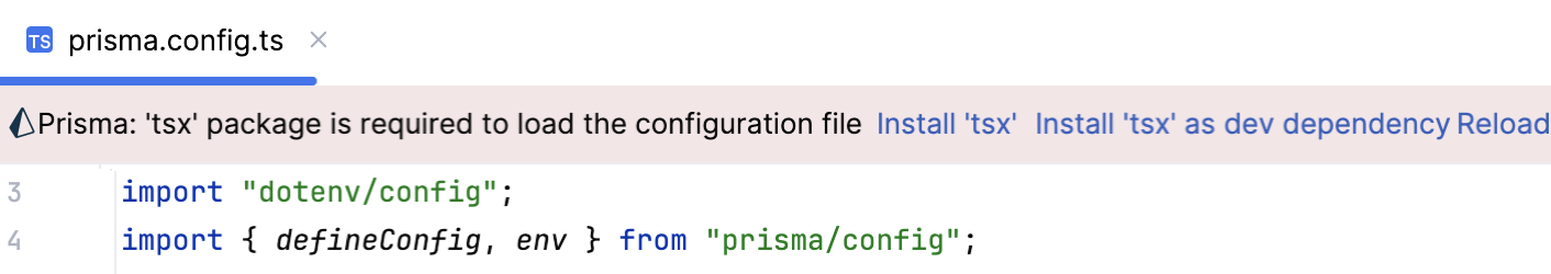Notification: tsx package is missing
