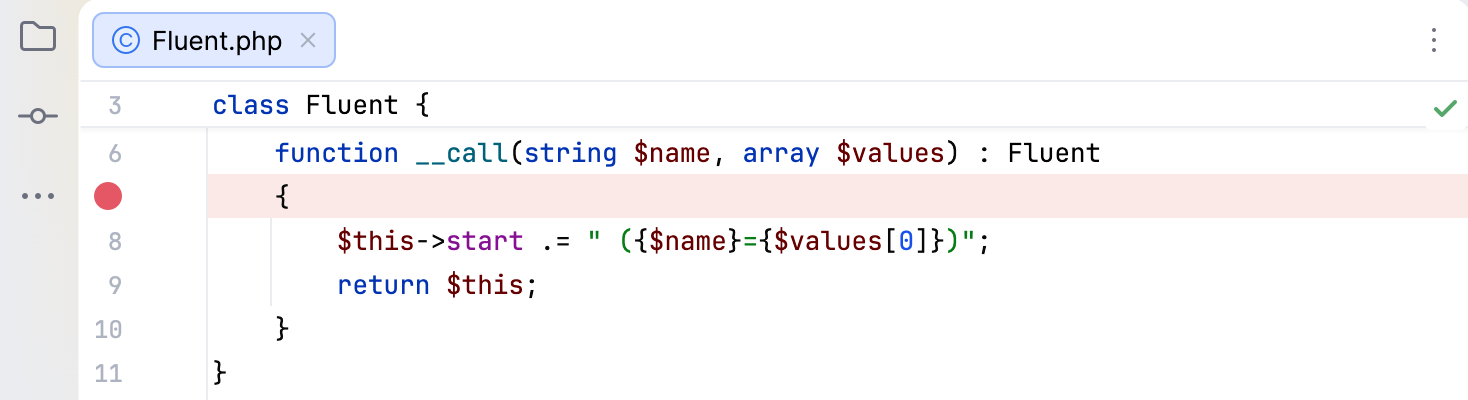 Resolved breakpoint in the editor