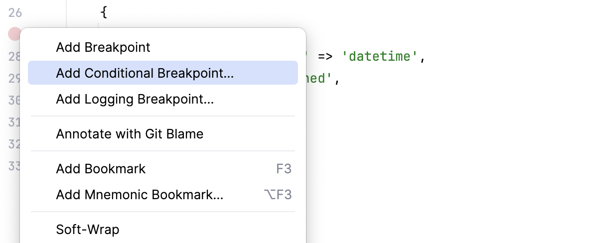 Conditional and logging breakpoints